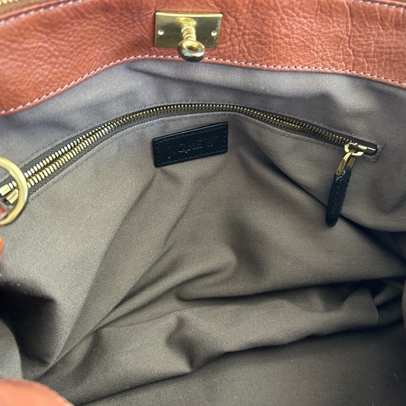 J. Crew Brompton Hobo Bag Cognac Brown Leather with Brass Hardware - Picture 14 of 16